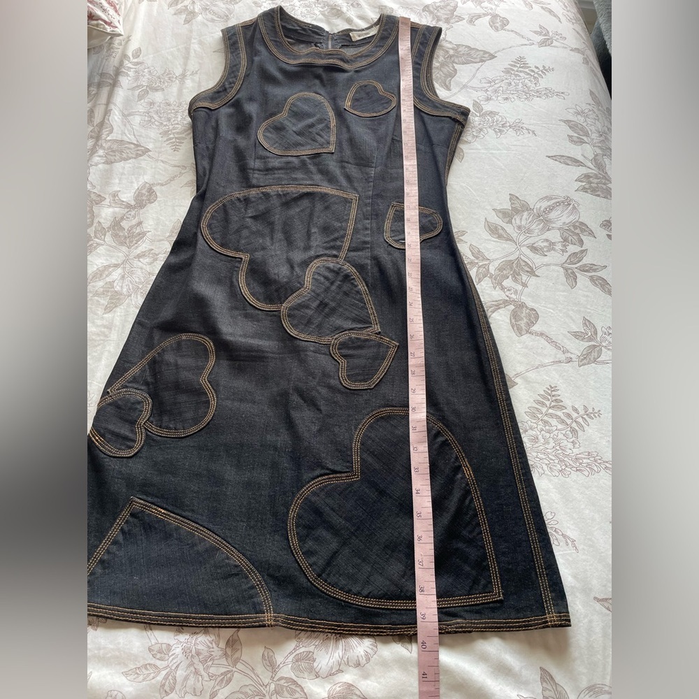 Vintage Moschino Jeans Denim Heart Patchwork Mini Dress 10 70s 80s Classic Retro - Picture 14 of 14